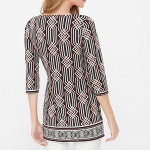White House Black Market Three-Quarter Sleeve Printed Tunic